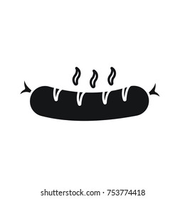 grilled sausage icon flat black