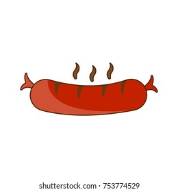 grilled sausage icon flat color