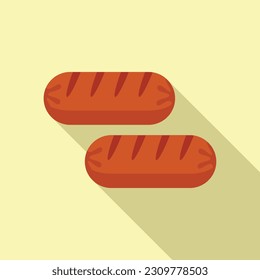Grilled sausage icon flat vector. Bbq meat. Dinner beef