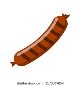 Grilled sausage icon isolated on white background. Flat style vector illustration