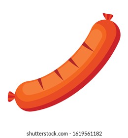 Grilled sausage icon isolated on white background. Meat food vector illustration