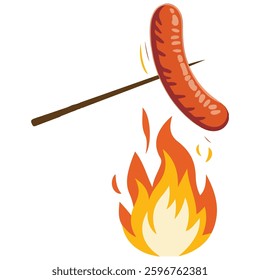 Grilled sausage icon isolated vector illustration on white background