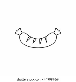Grilled sausage icon in outline style isolated vector illustration