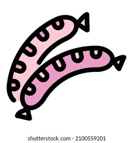Grilled sausage icon. Outline grilled sausage vector icon color flat isolated
