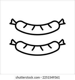 Grilled sausage icon. Thin line sign symbol. Bratwurst. Vector illustration on white background