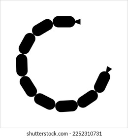 Grilled sausage icon. Thin line sign symbol. Bratwurst. Vector illustration on white background