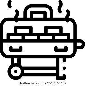grilled sausage icon. Thin Linear Style Design Isolated On White Background