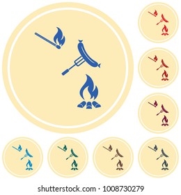 Grilled sausage icon. Vector illustration

