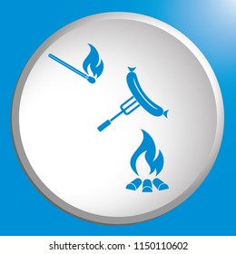 Grilled sausage icon. Vector illustration

