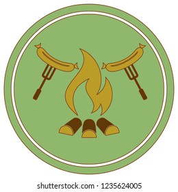 Grilled sausage icon. Vector illustration