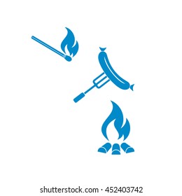 Grilled sausage icon. Vector illustration

