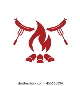 Grilled sausage icon. Vector illustration