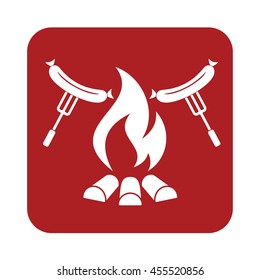 Grilled sausage icon. Vector illustration

