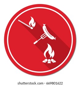 Grilled sausage icon. Vector illustration

