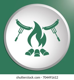 Grilled sausage icon. Vector illustration
