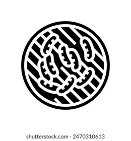grilled sausage meat glyph icon vector. grilled sausage meat sign. isolated symbol illustration