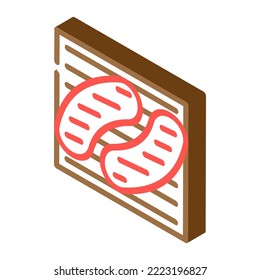 grilled sausage meat isometric icon vector. grilled sausage meat sign. isolated symbol illustration