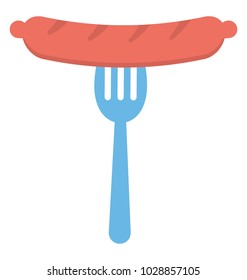 
Grilled Sausage on a fork flat icon
