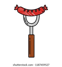 grilled sausage on fork food