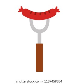 grilled sausage on fork food