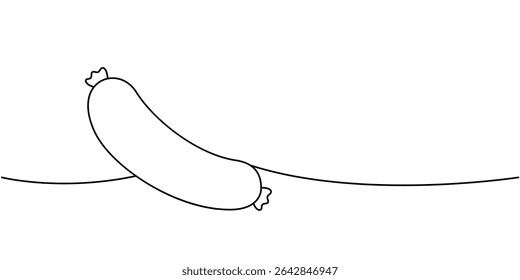 Salsicha grelhada uma linha de desenho contínuo. Carne de talho. Ilustração vetorial.