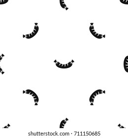 Grilled sausage pattern repeat seamless in black color for any design. Vector geometric illustration