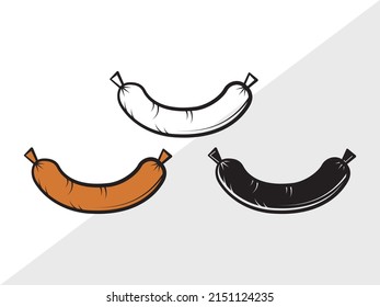Grilled Sausage Printable Vector Illustration