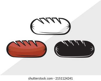 Grilled Sausage Printable Vector Illustration