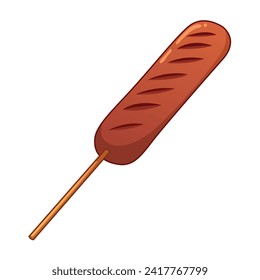 Grilled Sausage Stick Western Food Vector Cartoon Illustration