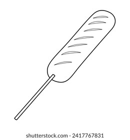 Grilled Sausage Stick Western Food Vector Cartoon Illustration BW