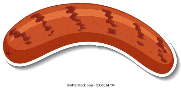 Grilled sausage sticker on white background illustration
