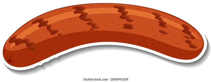 Grilled sausage sticker on white background illustration