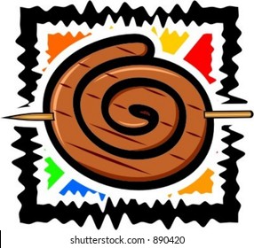 Grilled sausage. Vector illustration.