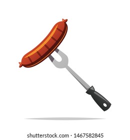Grilled sausage vector isolated illustration
