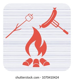 Grilled sausage and zephyr icon. Vector illustration

