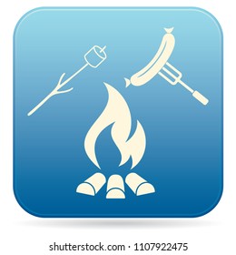 Grilled sausage and zephyr icon. Vector illustration