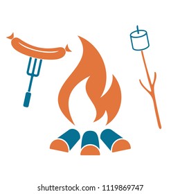 Grilled sausage and zephyr icon. Vector illustration

