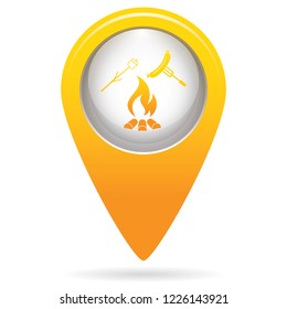 Grilled sausage and zephyr icon. Vector illustration

