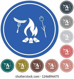 Grilled sausage and zephyr icon. Vector illustration

