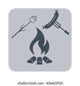 Grilled sausage and zephyr icon. Vector illustration

