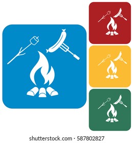 Grilled sausage and zephyr icon. Vector illustration