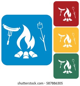 Grilled sausage and zephyr icon. Vector illustration
