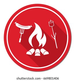 Grilled sausage and zephyr icon. Vector illustrationa
