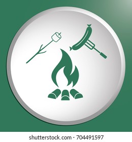 Grilled sausage and zephyr icon. Vector illustration