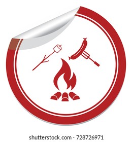 Grilled sausage and zephyr icon. Vector illustration

