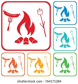 Grilled sausage and zephyr icon. Vector illustration

