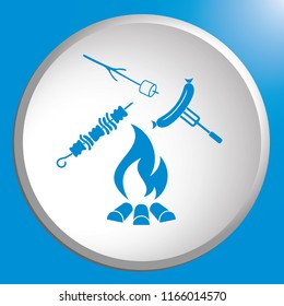 Grilled sausage, zephyr and  kebab icon. Vector illustration

