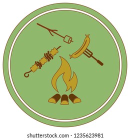 Grilled sausage, zephyr and  kebab icon. Vector illustration


