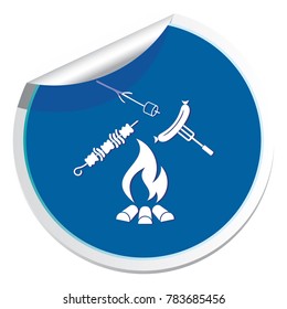 Grilled sausage, zephyr and  kebab icon. Vector illustration

