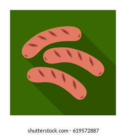 Grilled sausages. Cold bar food with beer. Pub single icon in flat style vector symbol stock illustration.